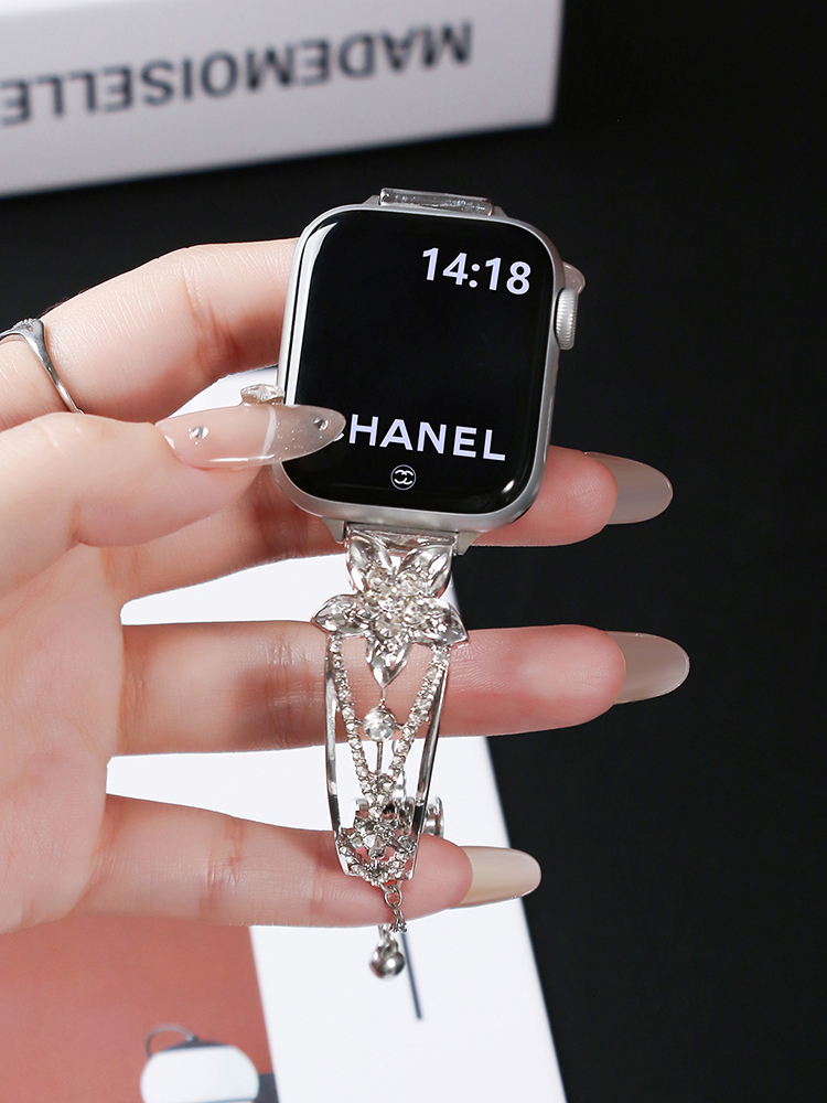 Diamond-Set Five-Petal Flower Metal Band for Apple Watch