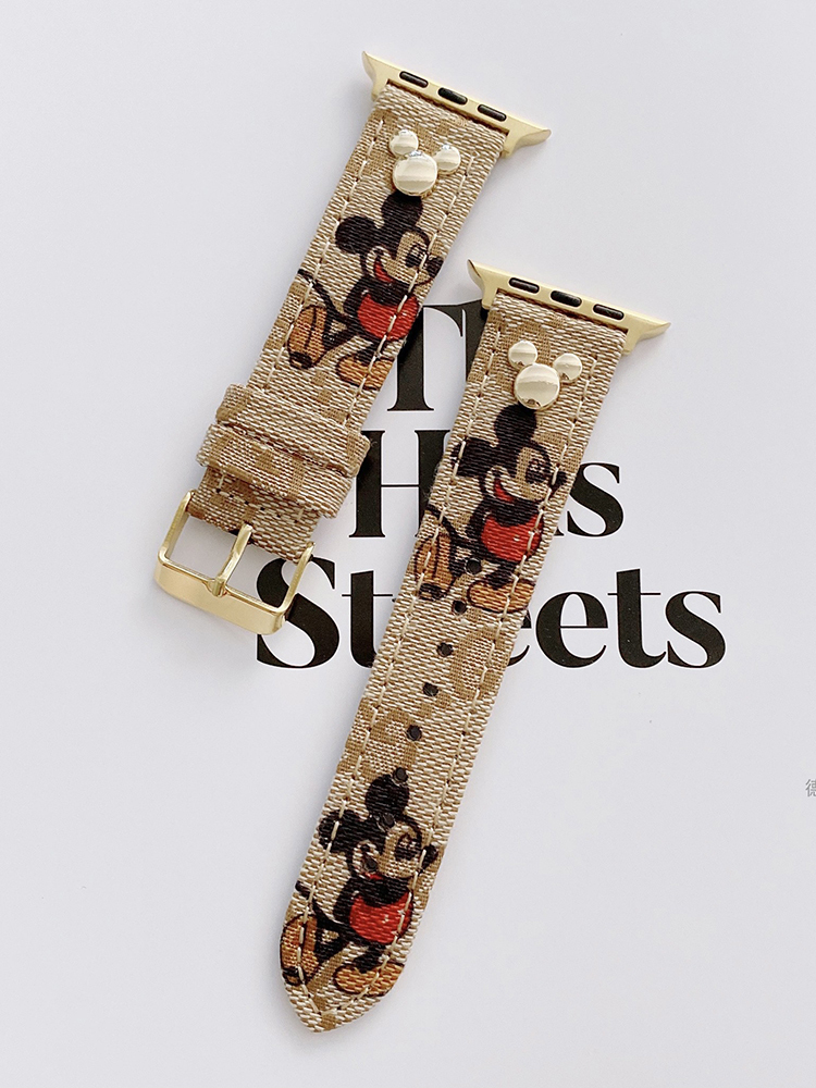 Mickey Rivet Print Leather Band