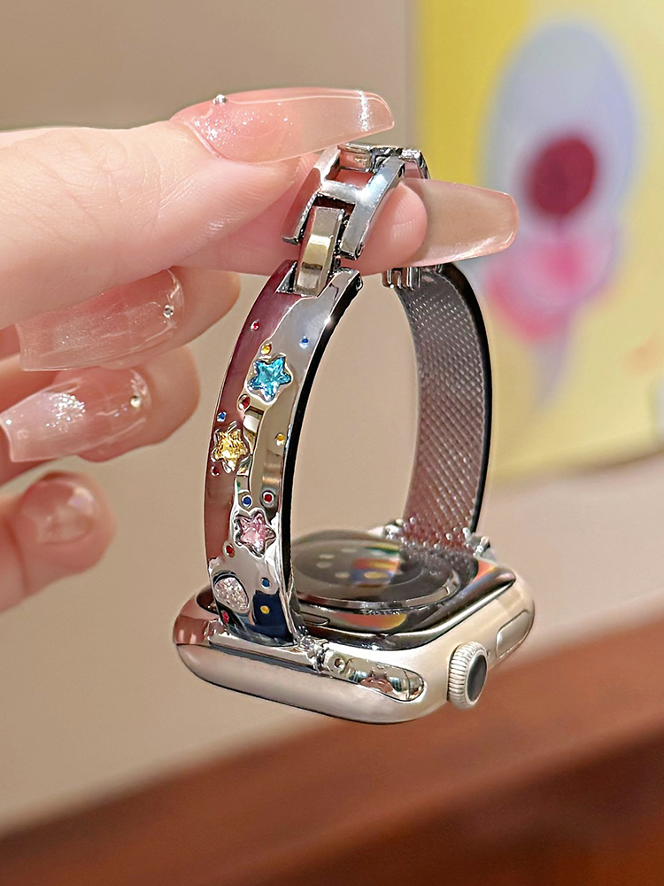 Colored Star Diamonds Bracelet Stainless Steel Band for Apple Watch