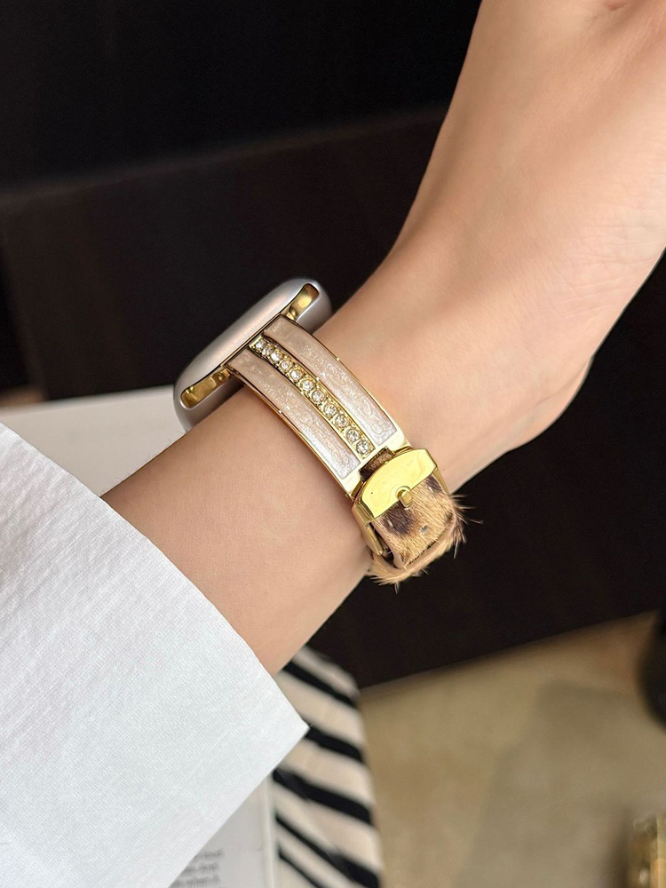 Quicksand Glue Leopard Print Leather Band for Apple Watch