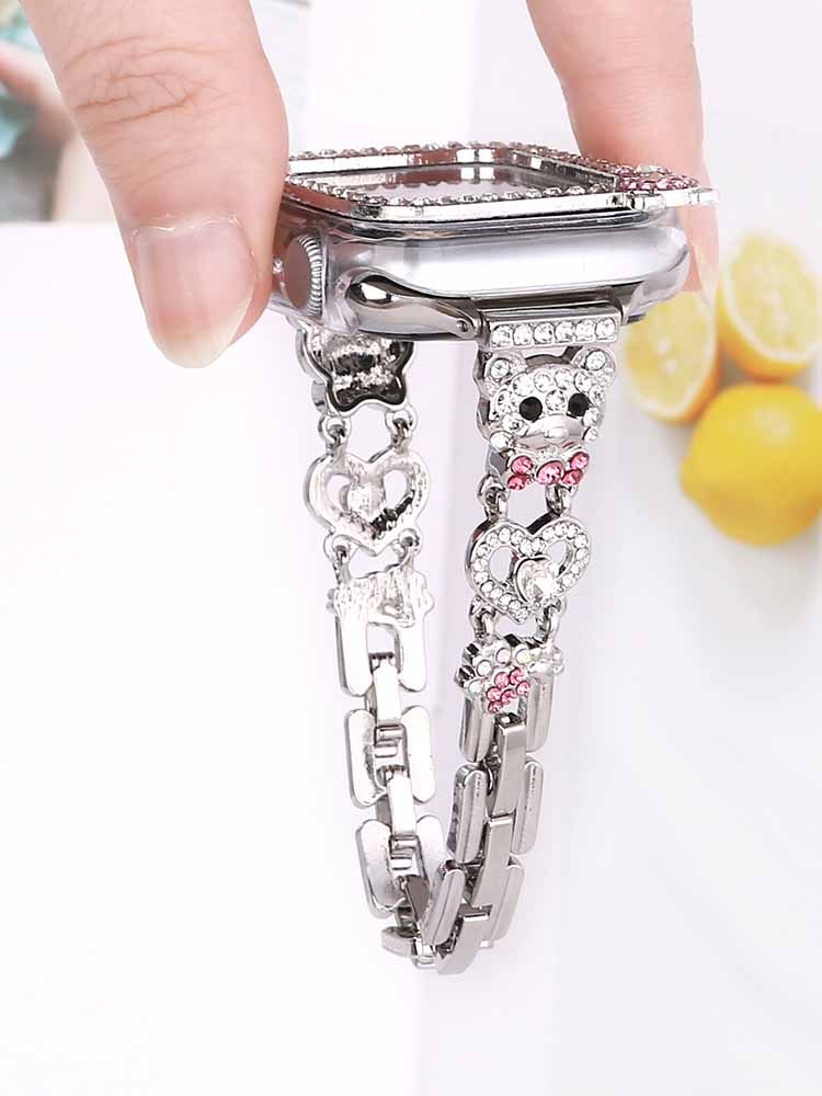 Diamond-encrusted Bear Stainless Steel Band