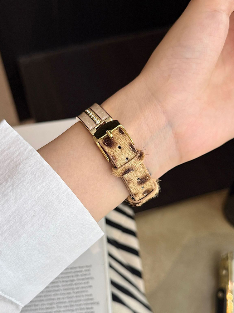 Quicksand Glue Leopard Print Leather Band for Apple Watch