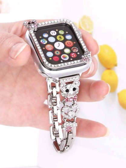 Diamond-encrusted Bear Stainless Steel Band