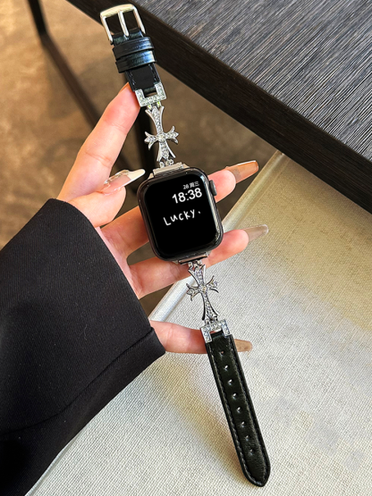 Chrome Heart Leather Band for Apple Watch