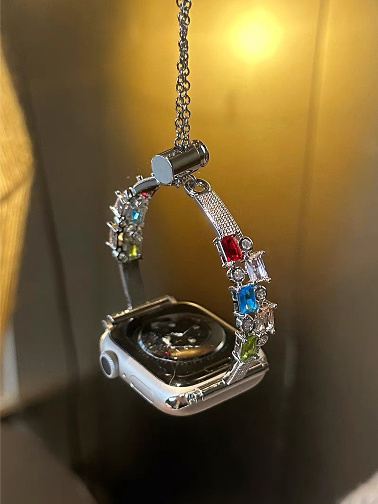 Tricolor Zircon Bracelet Stainless Steel Band