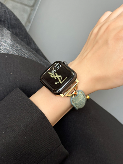 D-shaped Buckle Bracelet Denim Leather Band