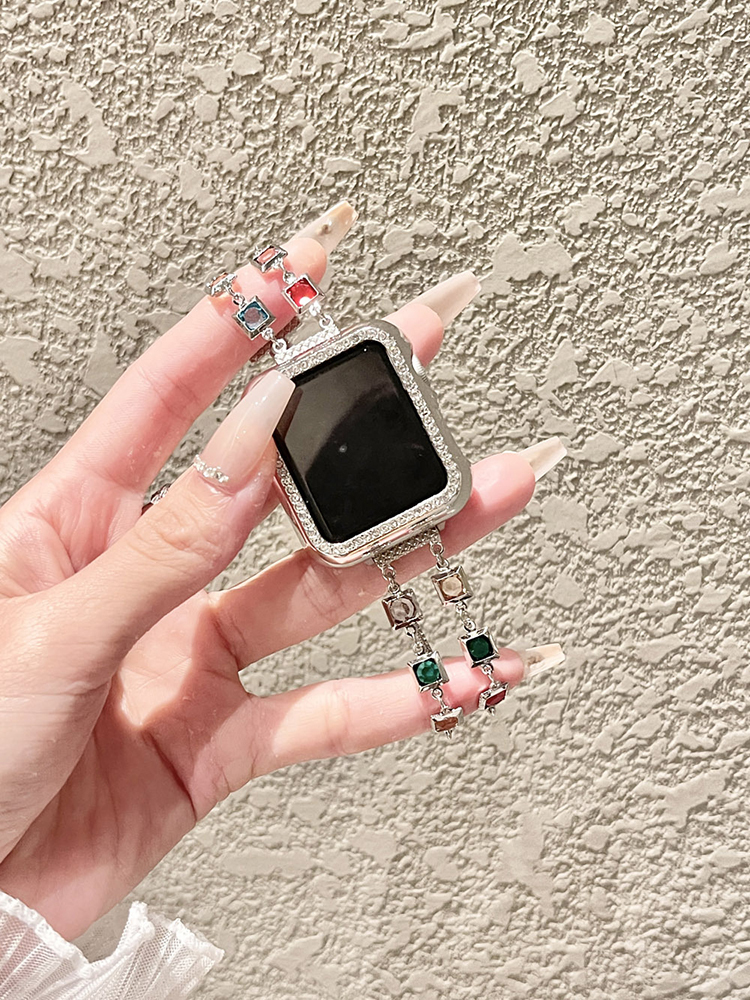 Colorful Square Zircon Stainless Steel Band