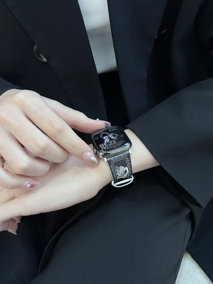 Camellia Pattern Leather Band