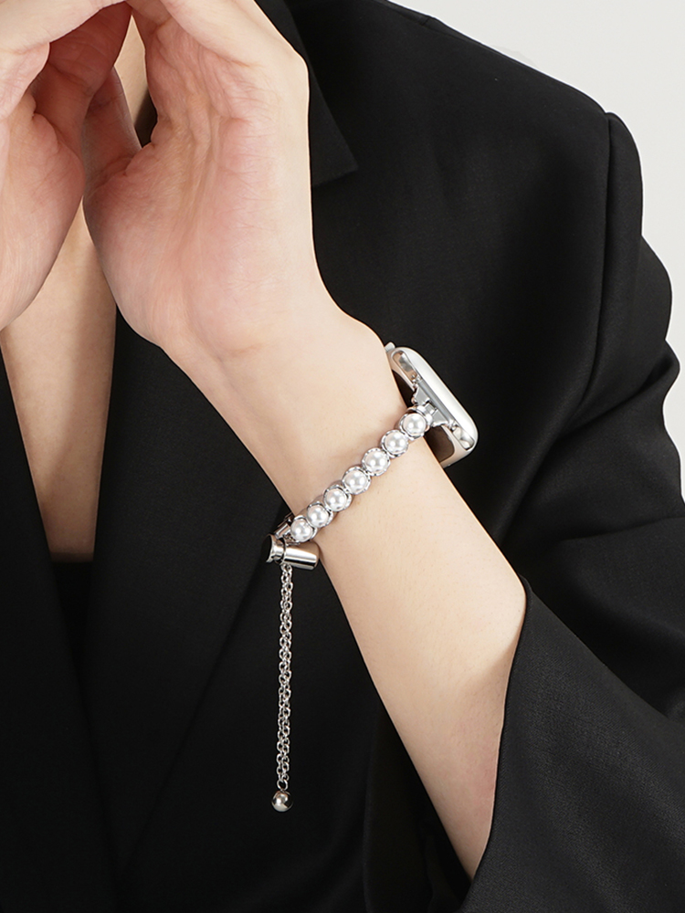 Single Row Pearl bracelet Stainless Steel Band