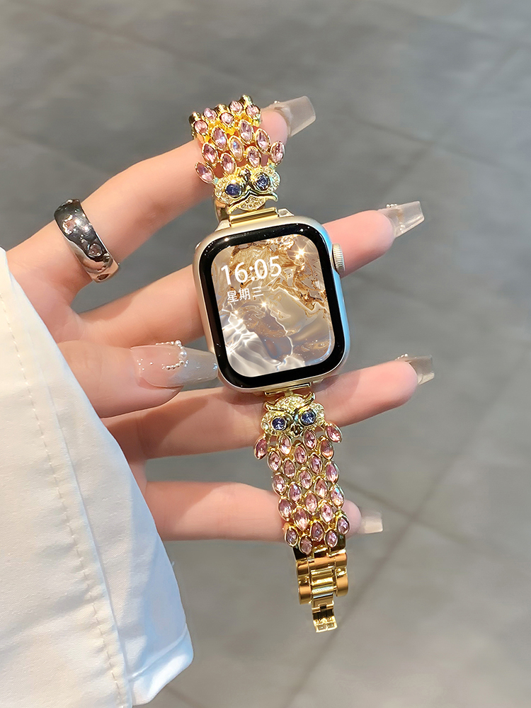 Starry Eyes Owl Feather Stainless Steel Band