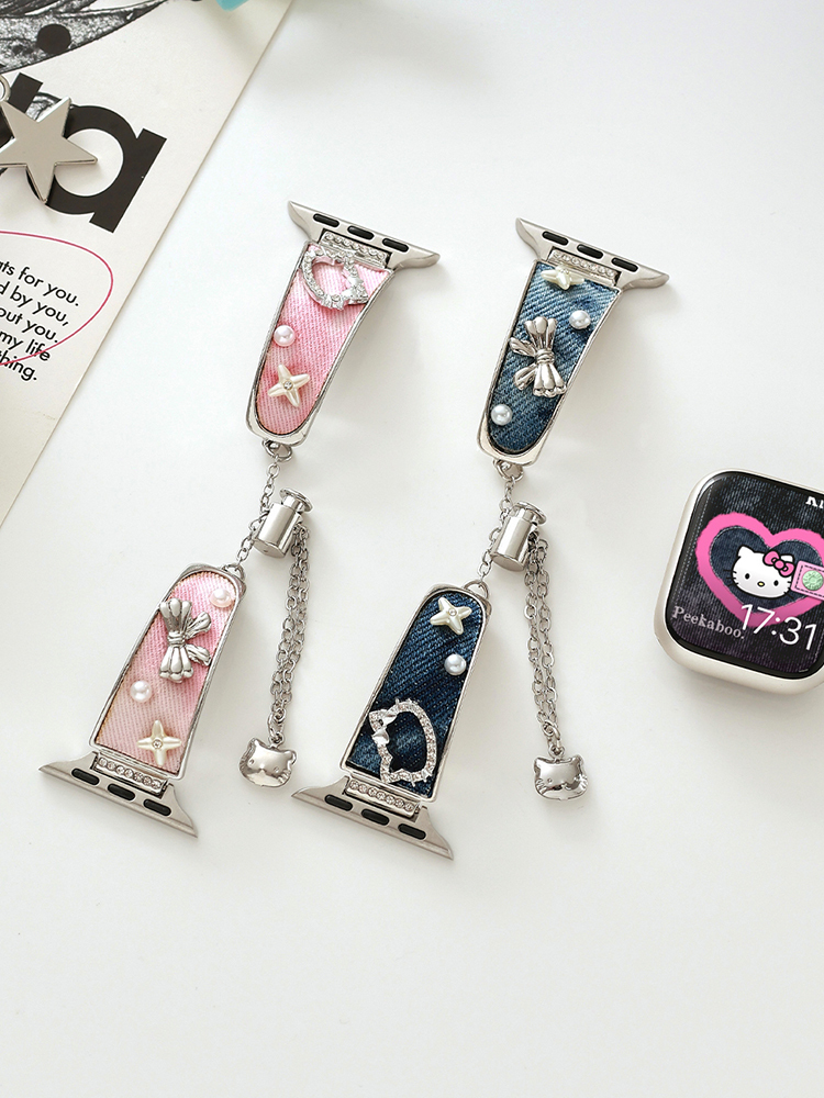 Kitty and Bow Denim Stainless Steel Band