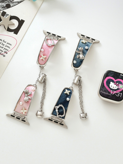 Kitty and Bow Denim Stainless Steel Band
