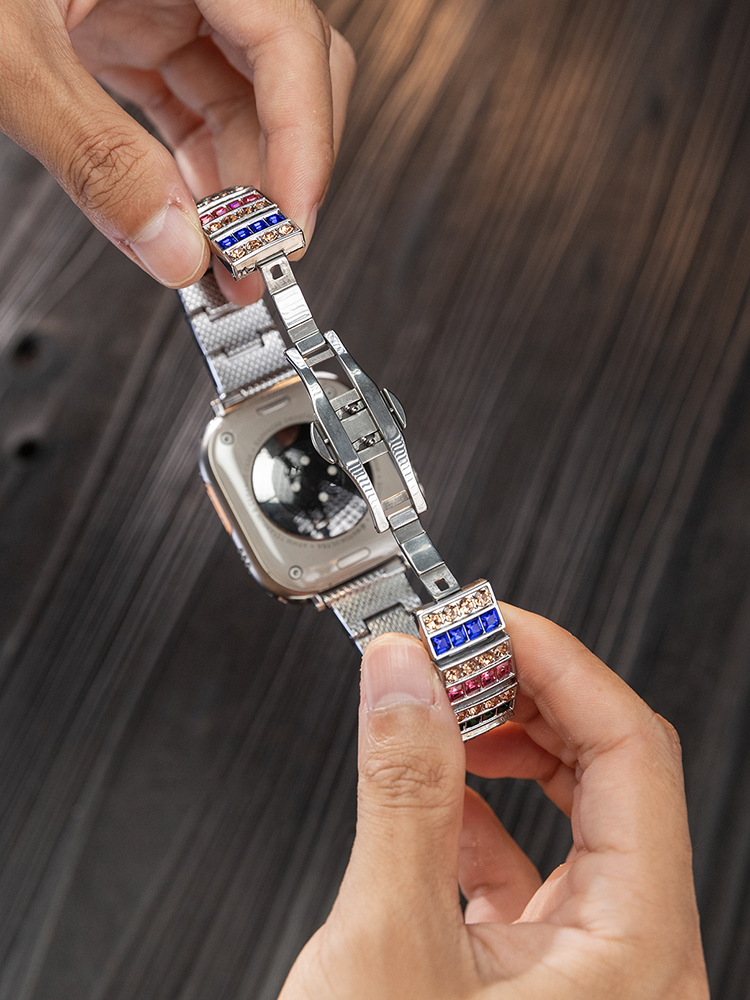 Starry Sky Colored Diamond Stainless Steel Band