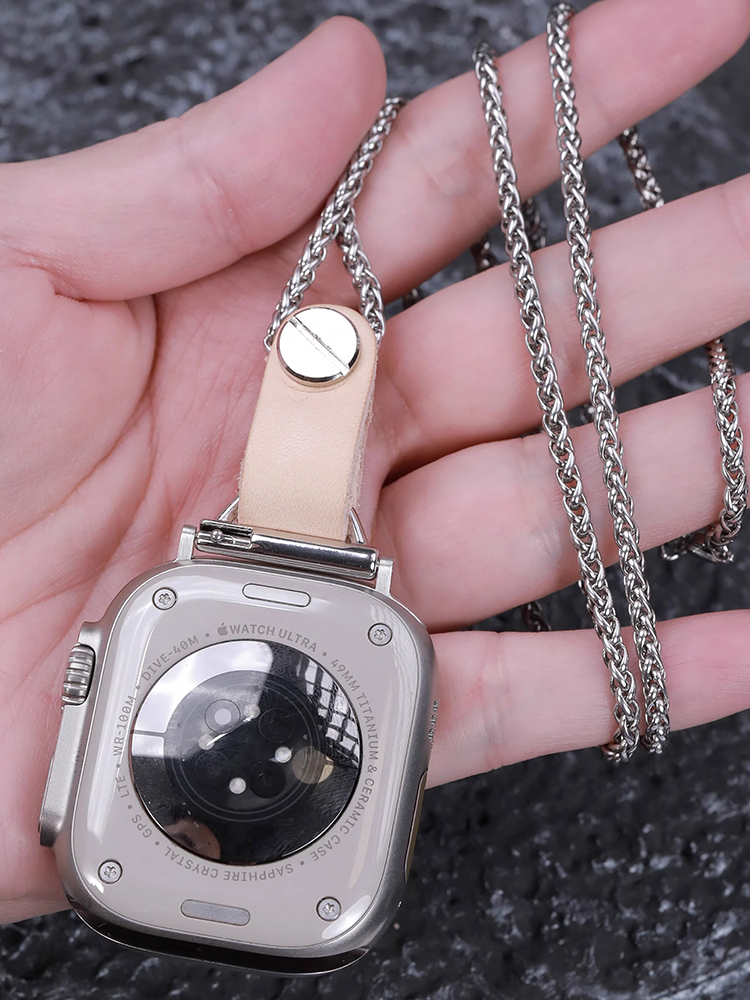 Apple Watch Leather Connector Titanium Steel Necklace