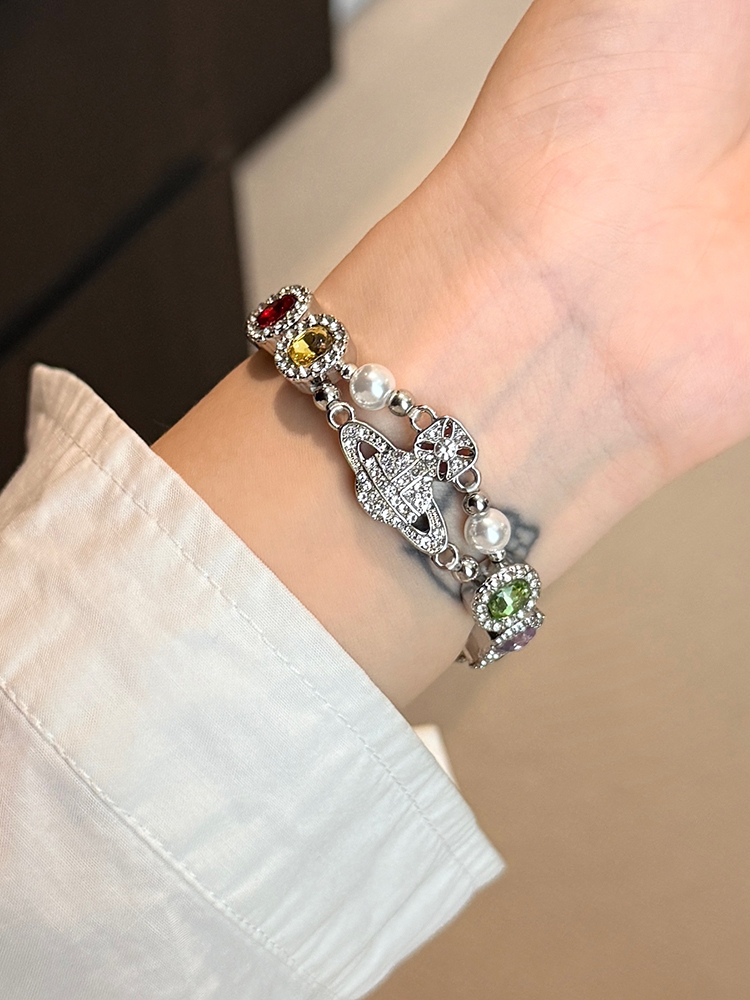 Colorful Diamonds with Saturn Stainless Steel Band for Apple Watch