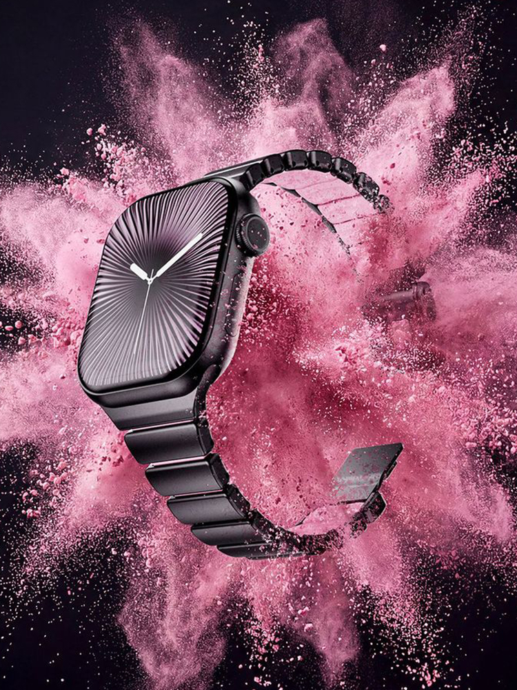 Dual-Layer Stainless Steel and Silicone Watch Band for Apple Watch