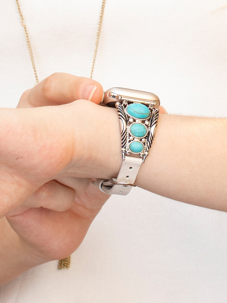Turquoise jointed Leather Band