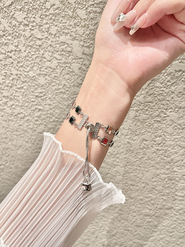 Colorful Square Zircon Stainless Steel Band