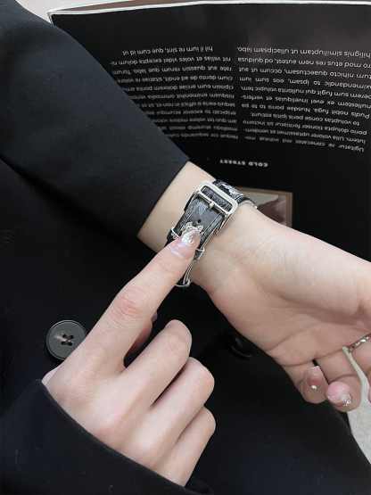 Camellia Pattern Leather Band