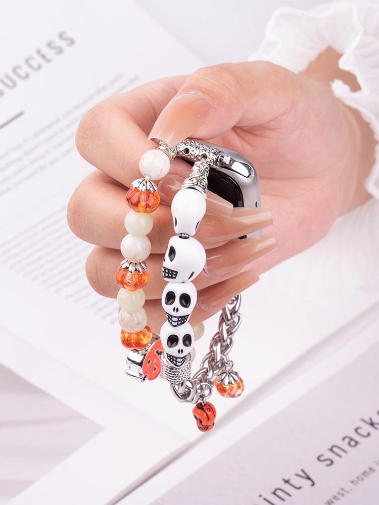 Halloween Skull Luminous Beaded Woven Band