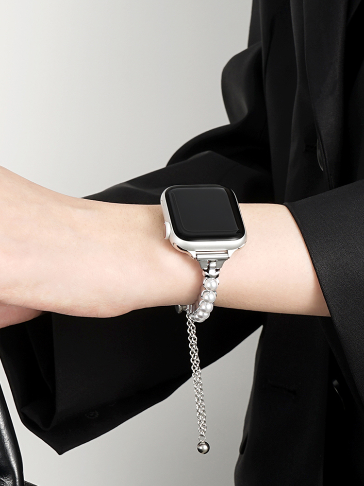 Single Row Pearl bracelet Stainless Steel Band