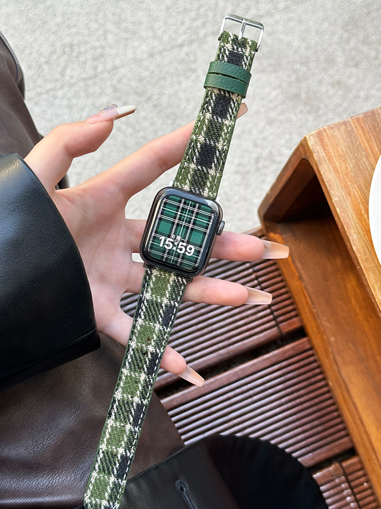 Woolen Plaid Leather Band