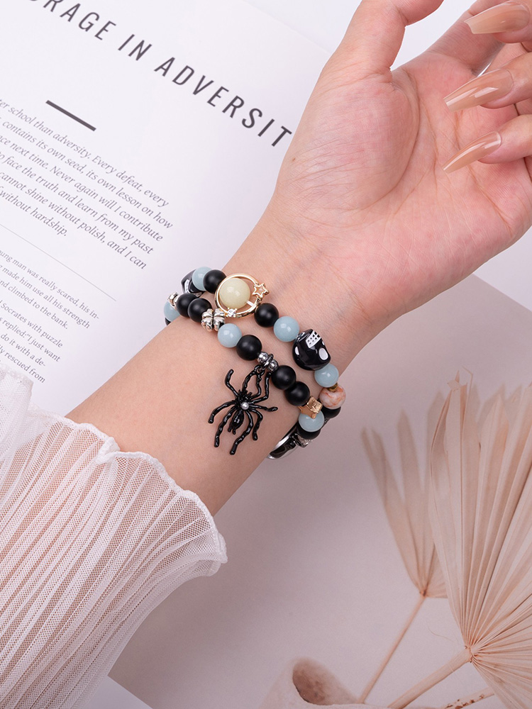 Halloween Spider Charm Luminous Beaded Woven Band
