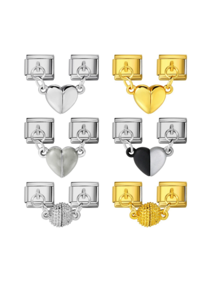 Magnetic Heart-Shaped Double Pendant Modular Charm
