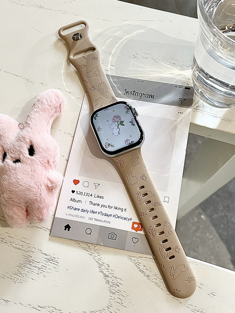 Easter Series Brown Cute Bunny Silicone Band for Apple Watch