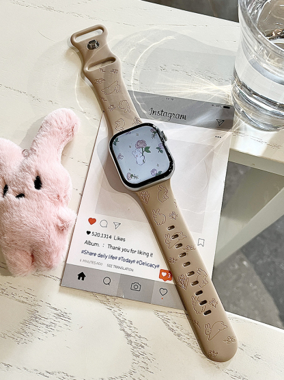 Easter Series Brown Cute Bunny Silicone Band for Apple Watch