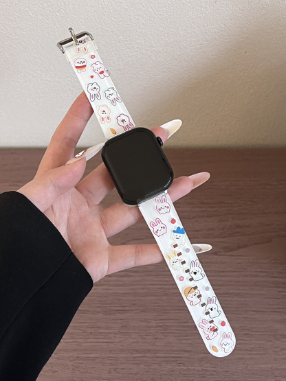 Easter Series White Cute Bunny Silicone Band for Apple Watch