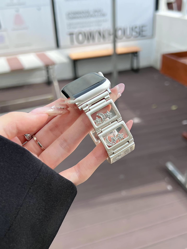 Stars and Moon Transparent Window Stainless Steel Band