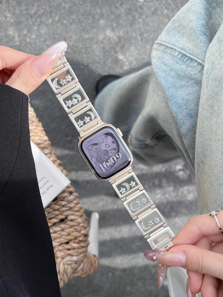 Stars and Moon Transparent Window Stainless Steel Band