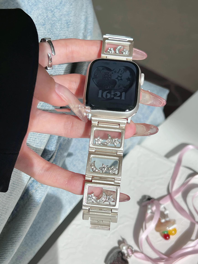 Stars and Moon Transparent Window Stainless Steel Band