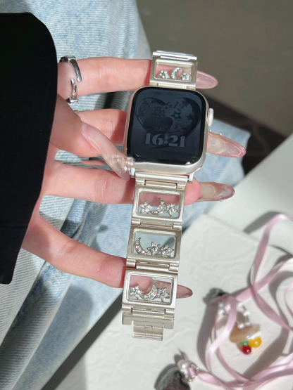 Stars and Moon Transparent Window Stainless Steel Band