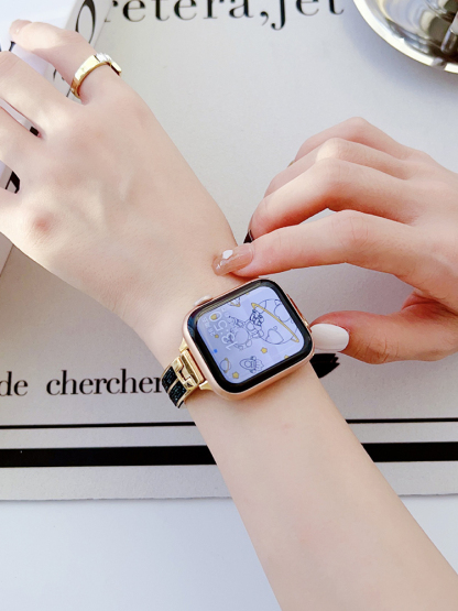 Black Sparkling Diamond Bracelet Stainless Steel Band