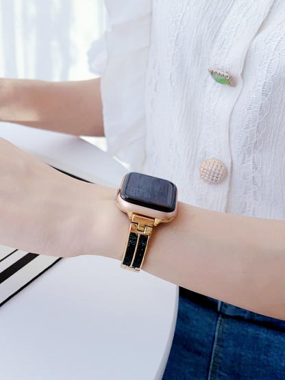 Black Sparkling Diamond Bracelet Stainless Steel Band