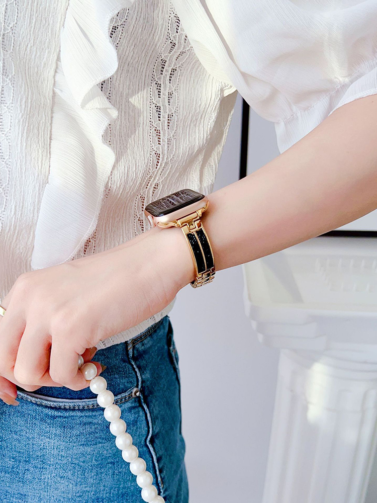 Black Sparkling Diamond Bracelet Stainless Steel Band