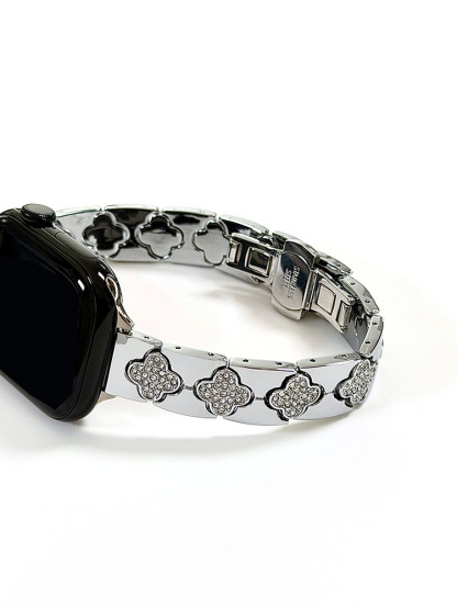 Elegant Clover Rhinestone Metal Band for Apple Watch