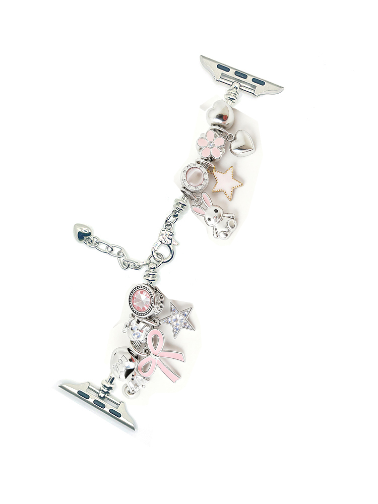 Pink Bow Bunny Crystal Beaded Band for Apple Watch