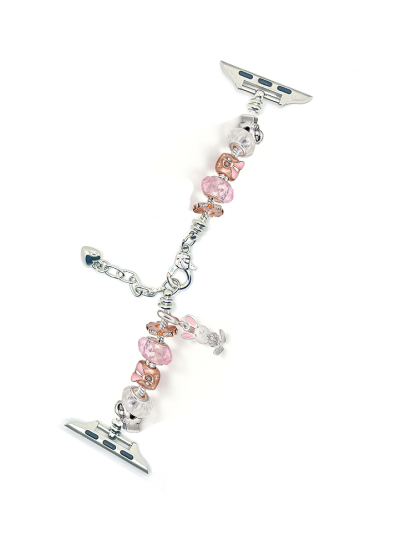Pink Bunny Chram Crystal Beaded Band for Apple Watch