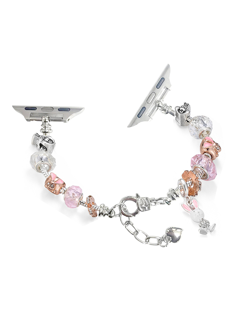 Pink Bunny Chram Crystal Beaded Band for Apple Watch