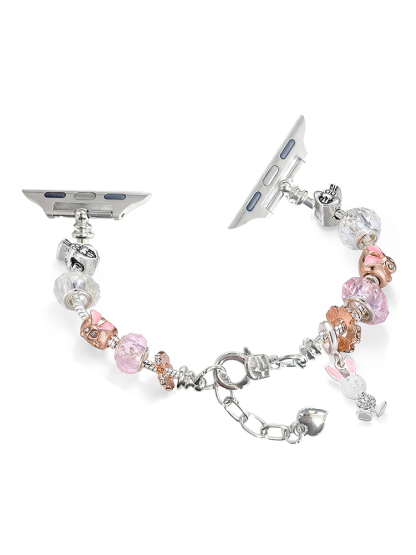 Pink Bunny Chram Crystal Beaded Band for Apple Watch