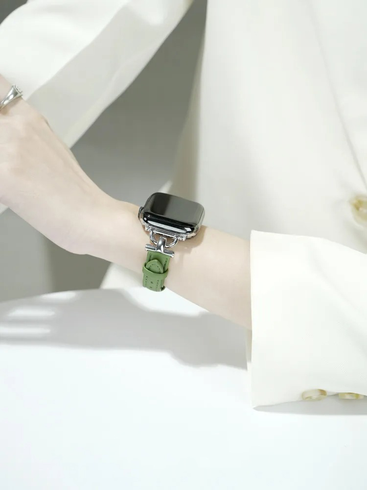 D Shape Buckle Fine Leather Band for Apple Watch