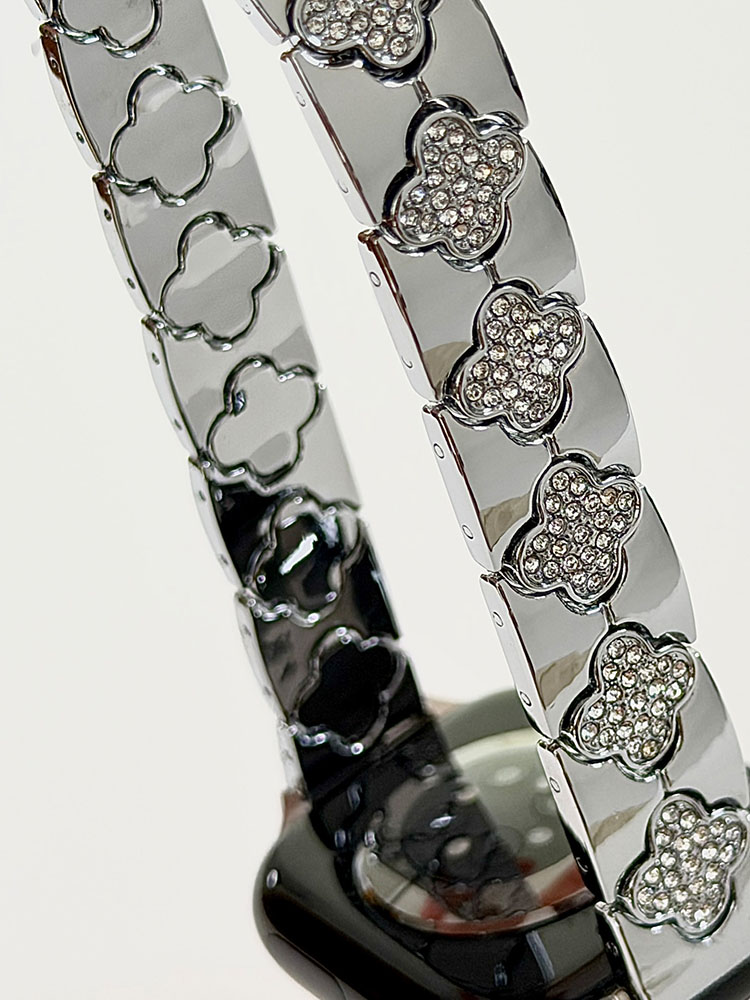 Elegant Clover Rhinestone Metal Band for Apple Watch
