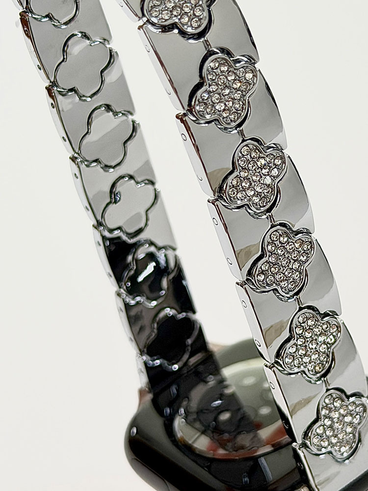 Elegant Clover Rhinestone Metal Band for Apple Watch