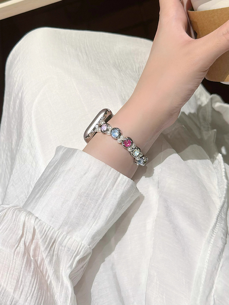 Colored Zircon Chain Stainless Steel Band