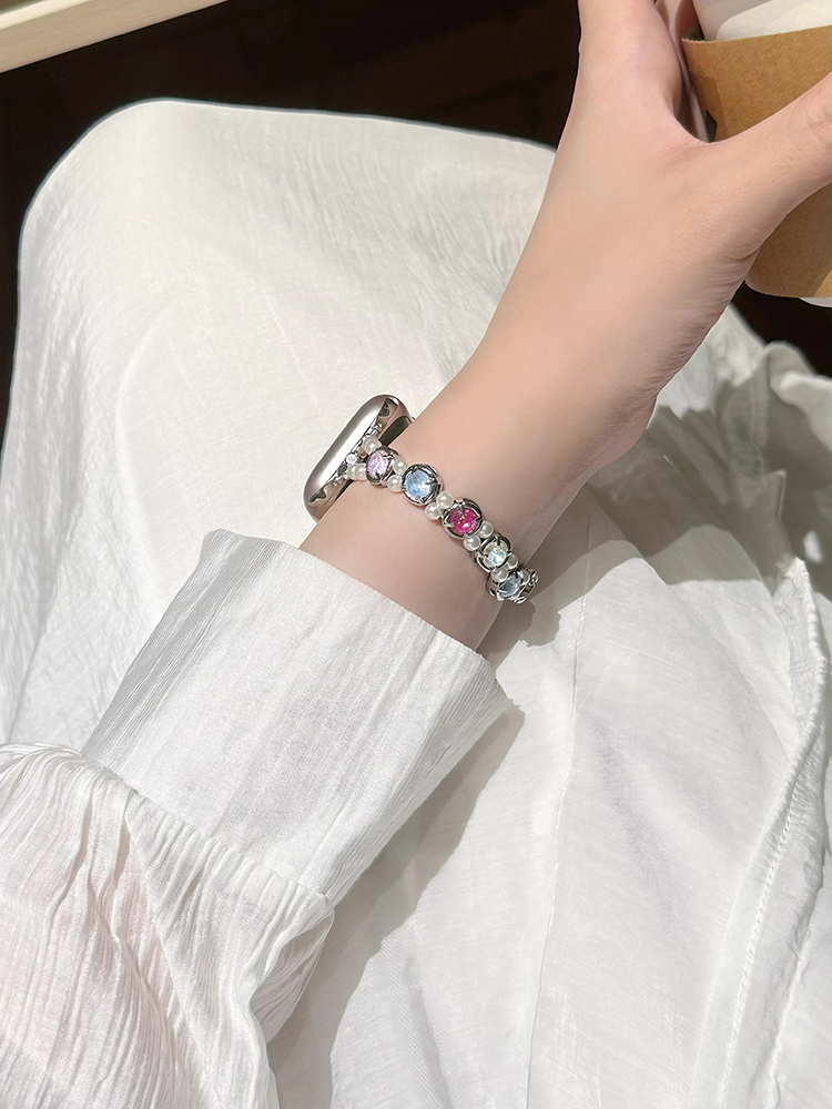 Colored Zircon Chain Stainless Steel Band