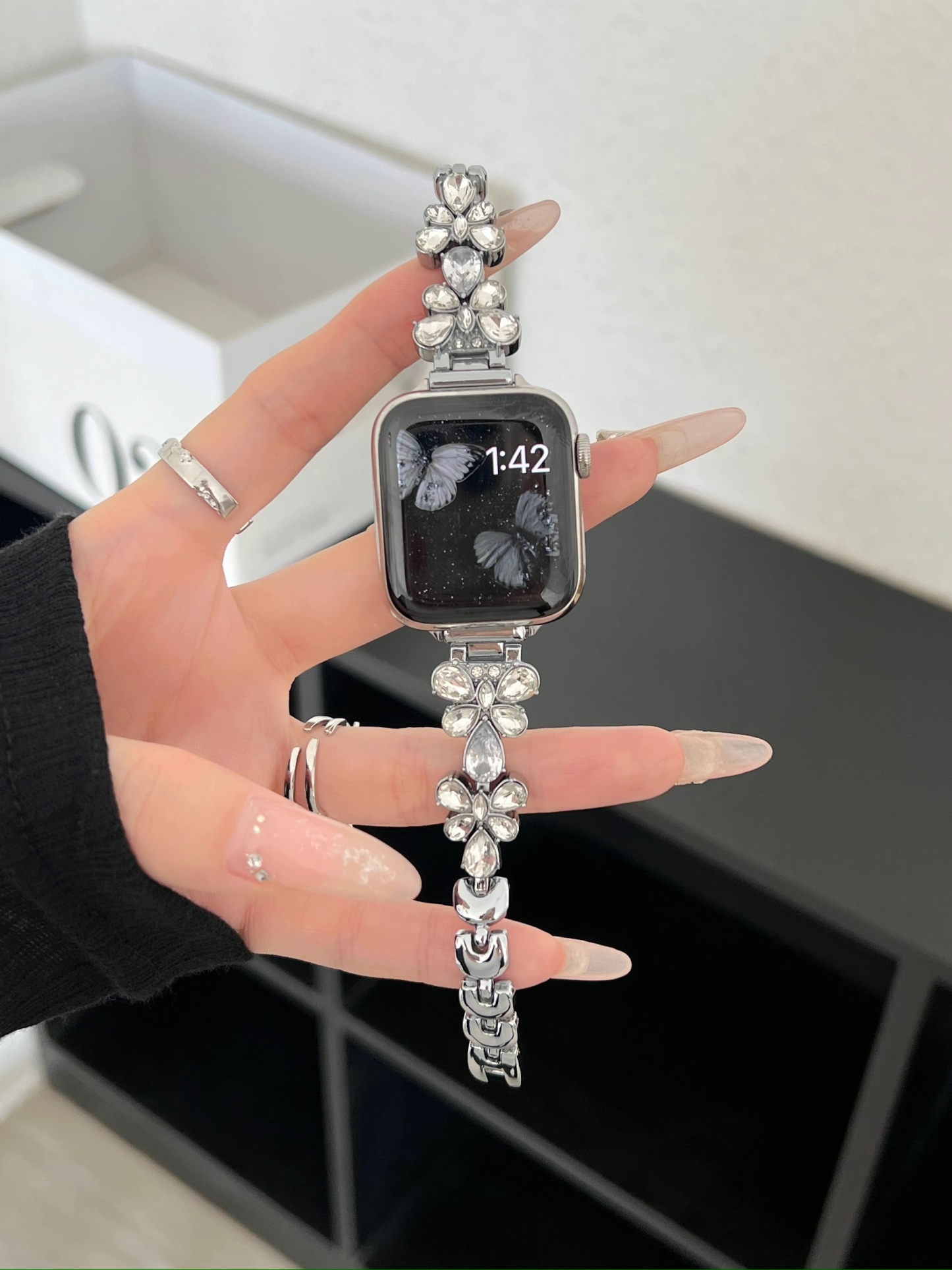 Butterfly Zircon Stainless Steel Band