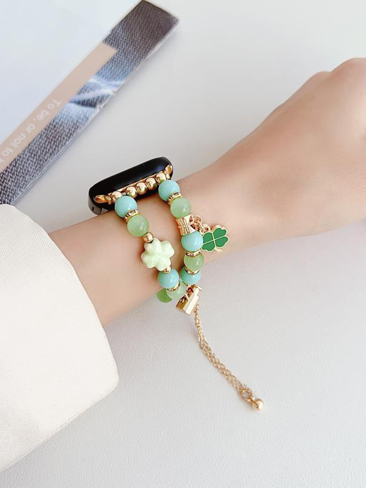 Four Leaf Clover Agate Stone Band